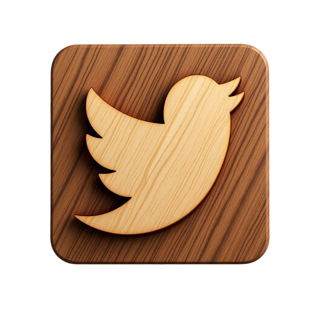 Wooden Twitter Icon